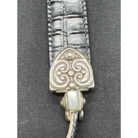 Vintage Reversible Southwestern Black Tan Silver Buckle Belt Brighton 36” Sz M - Picture 7 of 10